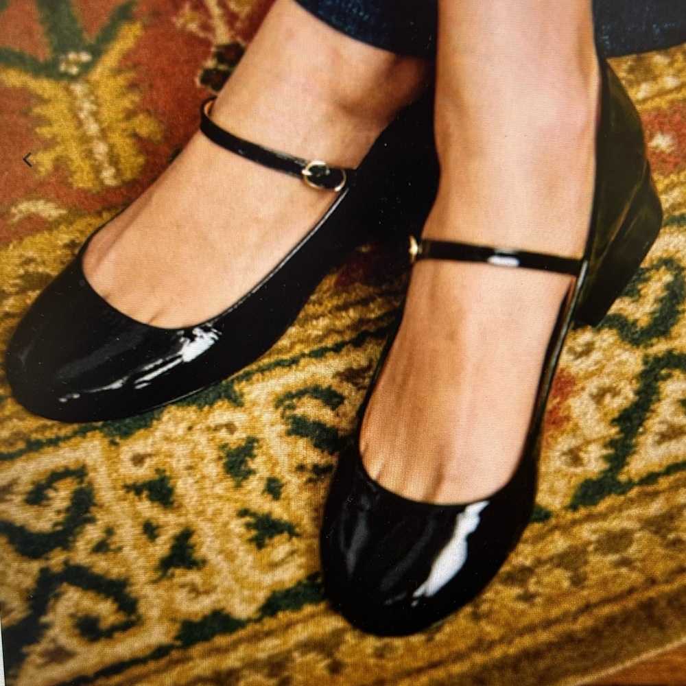 NWT Sezane Black Patent Mary Jane Anjelique Women Shoes EU 38, US 7.5